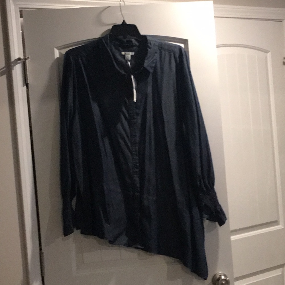 Chambray Asymmetric Button Shirt